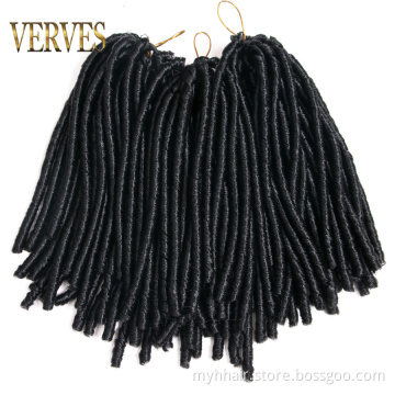 Black 14inch 70g/pack Crochet Braids Synthetic Braiding Hair Extension Afro Hairstyles Soft Dreadlock Black Faux